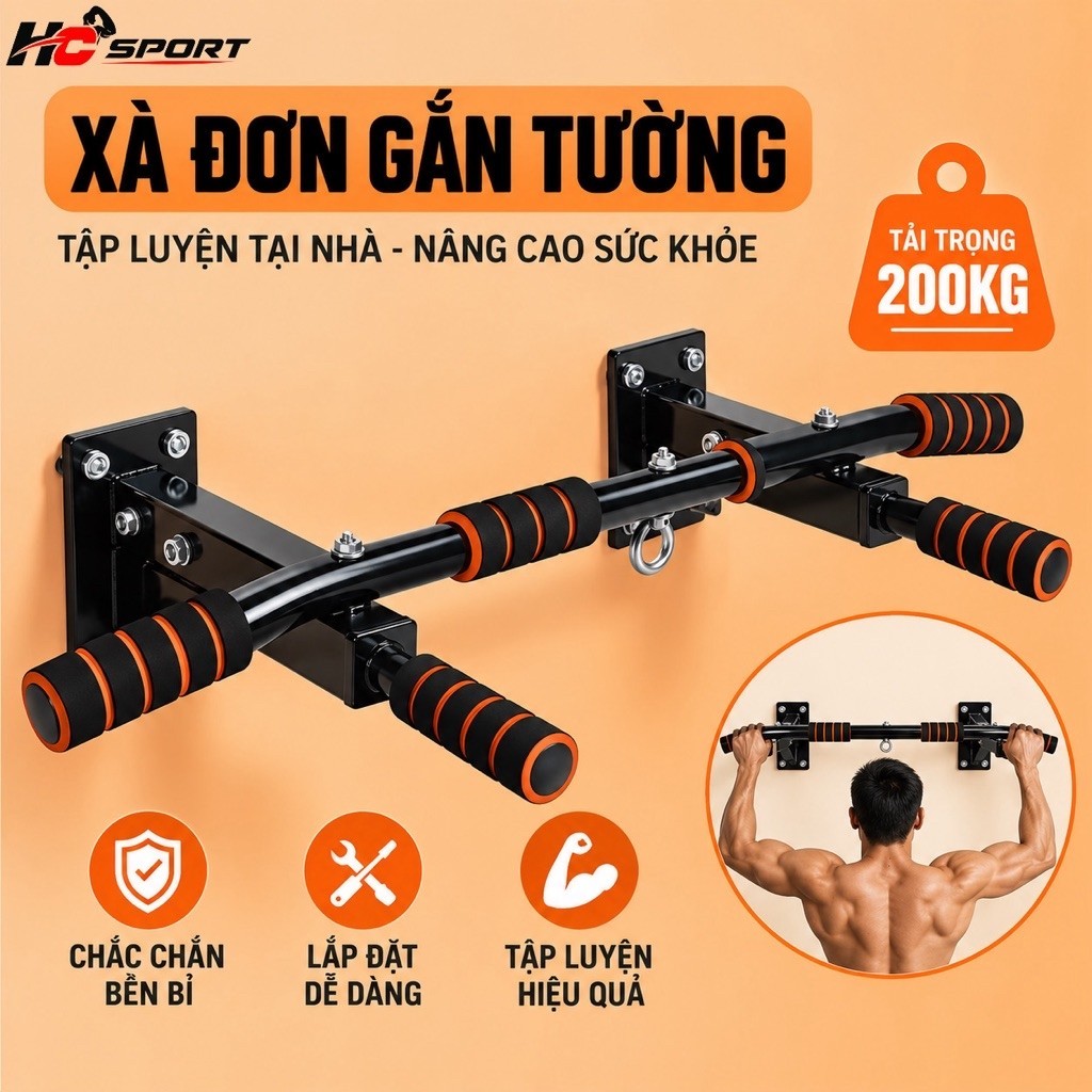 Xà Đơn Gắn Tường Treo Tường Đa Năng P90X Kèm Ốc Vít Nở (Mẫu mới có 6 mút tay…