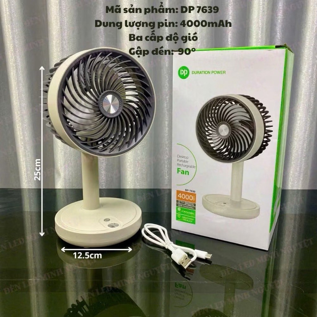 QUẠT SẠC TÍCH ĐIỆN ĐỂ BÀN GẬP ĐẾN 90 ĐỘ DP- 7639