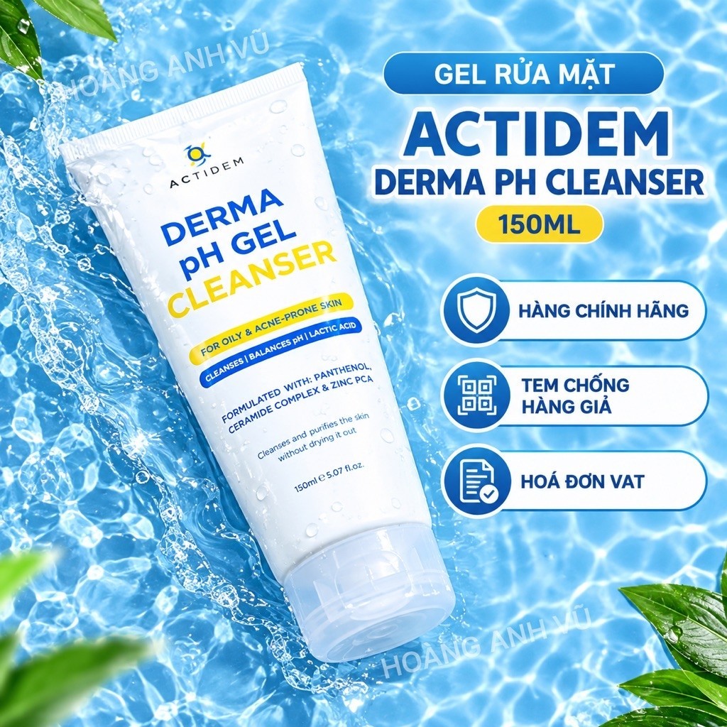 (HÀNG CTY) ACTIDEM DERMA PH CLEANER - GEL RỬA MẶT ACTIDEM DÀNH CHO DA DẦU MỤN 150ML
