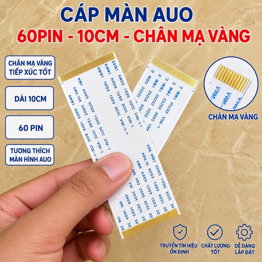 Cặp cáp AUO, LG 60PIN 10cm thay cáp từ bo ( tcon- màn hình TV)không ngạnh