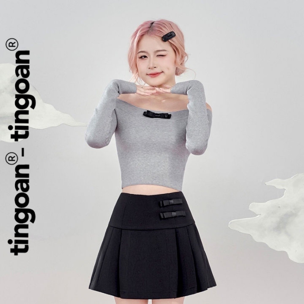 Áo len trễ vai đính nơ dài tay Lim Lim TINGOAN newtag store áo len limlim top