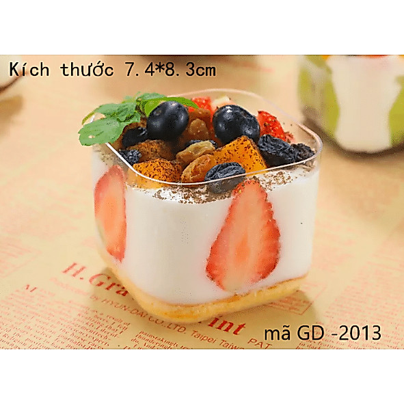 Set 50 Cốc nhựa vuông đựng bánh KHÔNG nắp GD2013