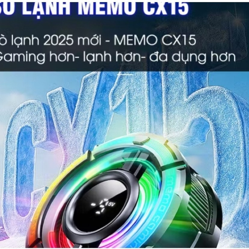 Quạt tản nhiệt điện thoại sò lạnh từ tính AI RGB Gaming thế hệ mới đóng băng bề mặt - Memo CX15 Pro 
