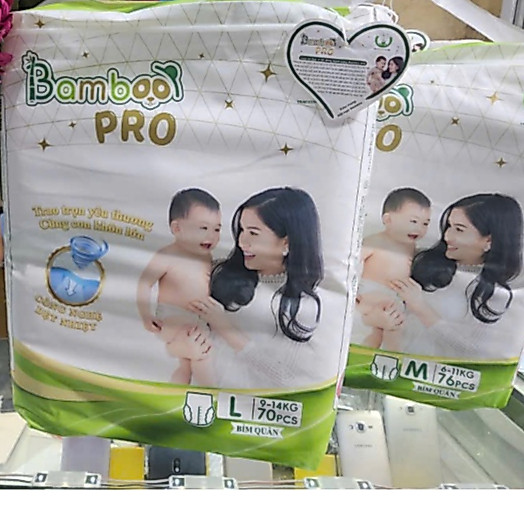COMBO 2 GÓI Tã Bỉm BAMBOO PRO  ĐỦ SIZE được làm từ sợi tre tự nhiên