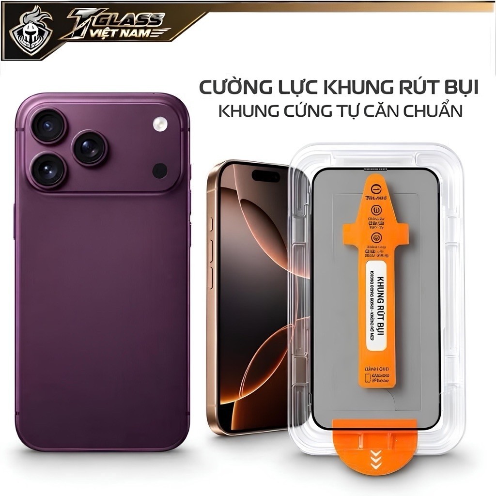 Kính cường lực khung tự dán tự rút bụi siêu mịn dành cho iPhone 17/15 16 14 13 12 17ProMax