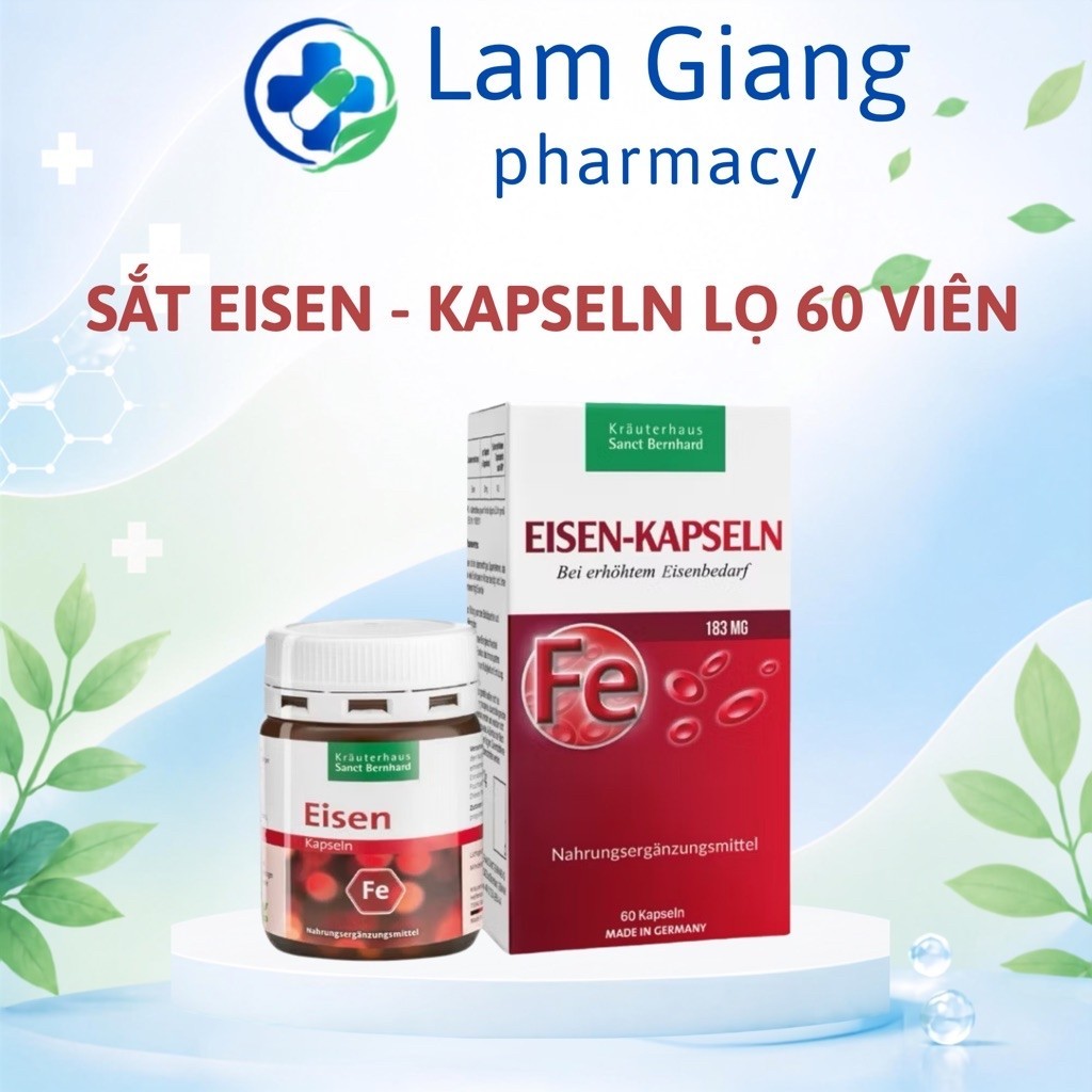 Sắt Hữu Cơ Cho Bà Bầu Sanct Bernhard Eisen Kapseln - Hỗ Trợ Giảm Nguy Cơ Thiếu Máu 60 Viên/Hộp
