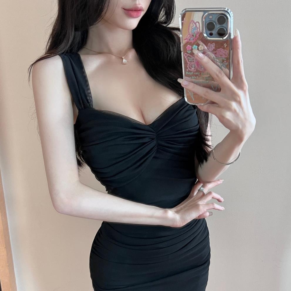 Đầm lưới hở lưng gợi cảm ôm vừa vặn có đệm ngực, váy ngắn ôm sát hông thiết kế thời trang