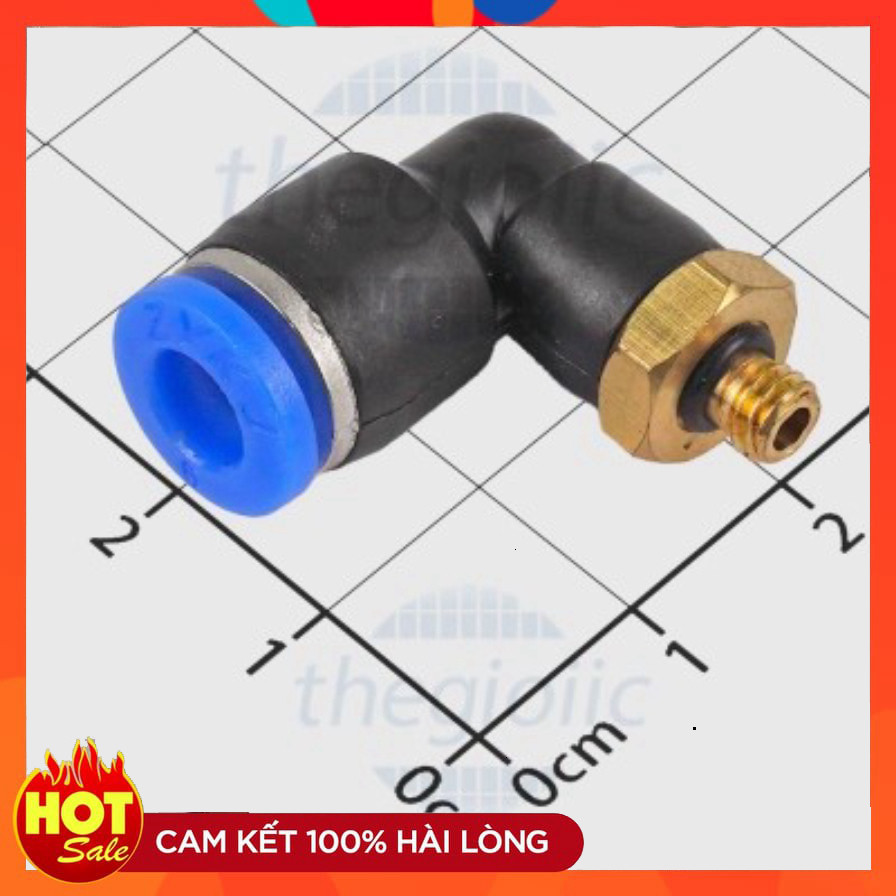[3 Cái]- PL6-M5 Đầu Nối Khí Nén Cong L Ống 6mm Ren Ngoài 5mm