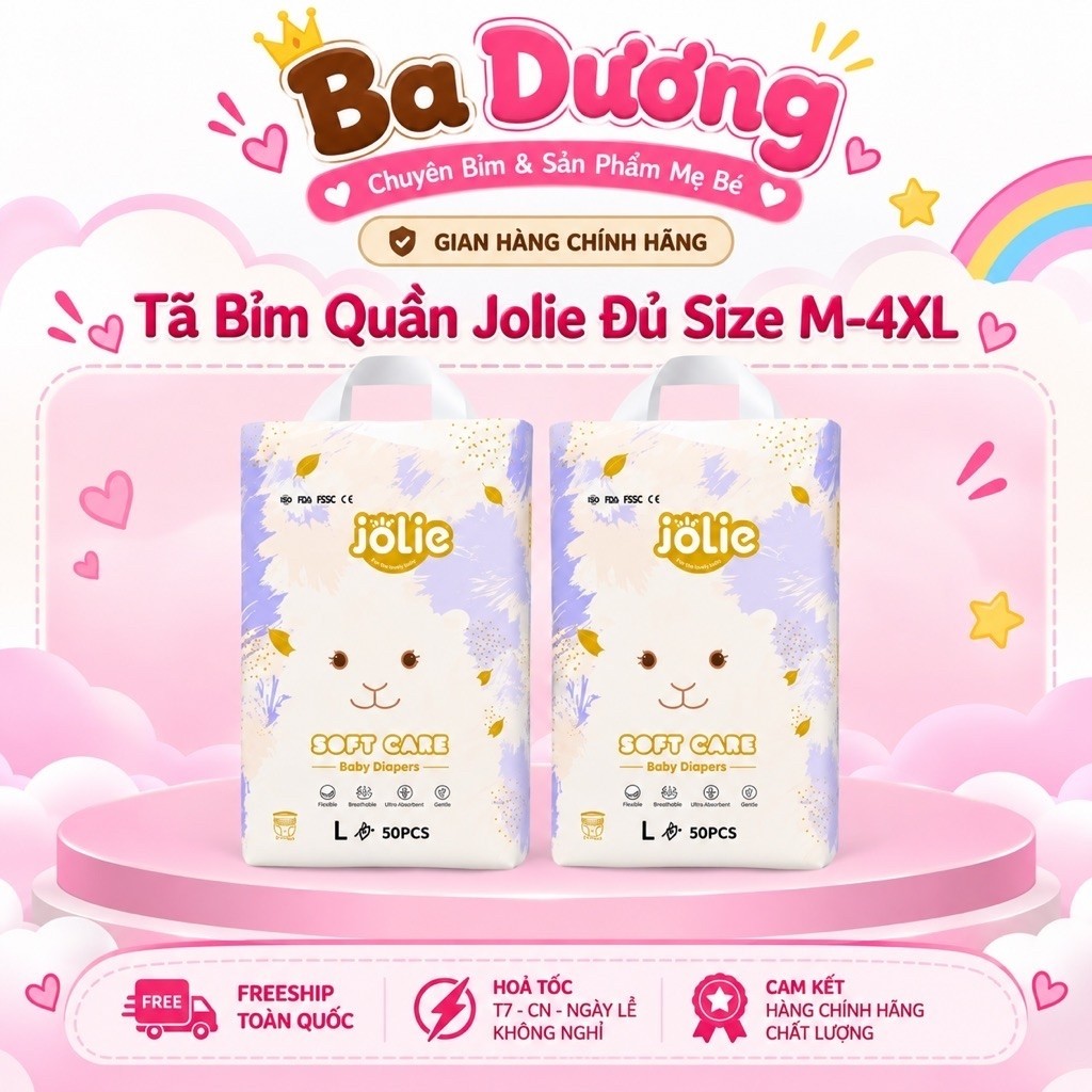 Tã Bỉm Quần Jolie Soft Care Mềm Mỏng Đủ Size Cho Bé