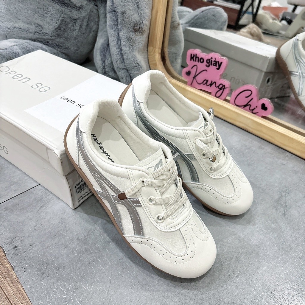{ KANG SHOP } Giày thể thao viền bạc siêu nhẹ êm full box chuẩn Qc shoese nữ, dép nữ 5508