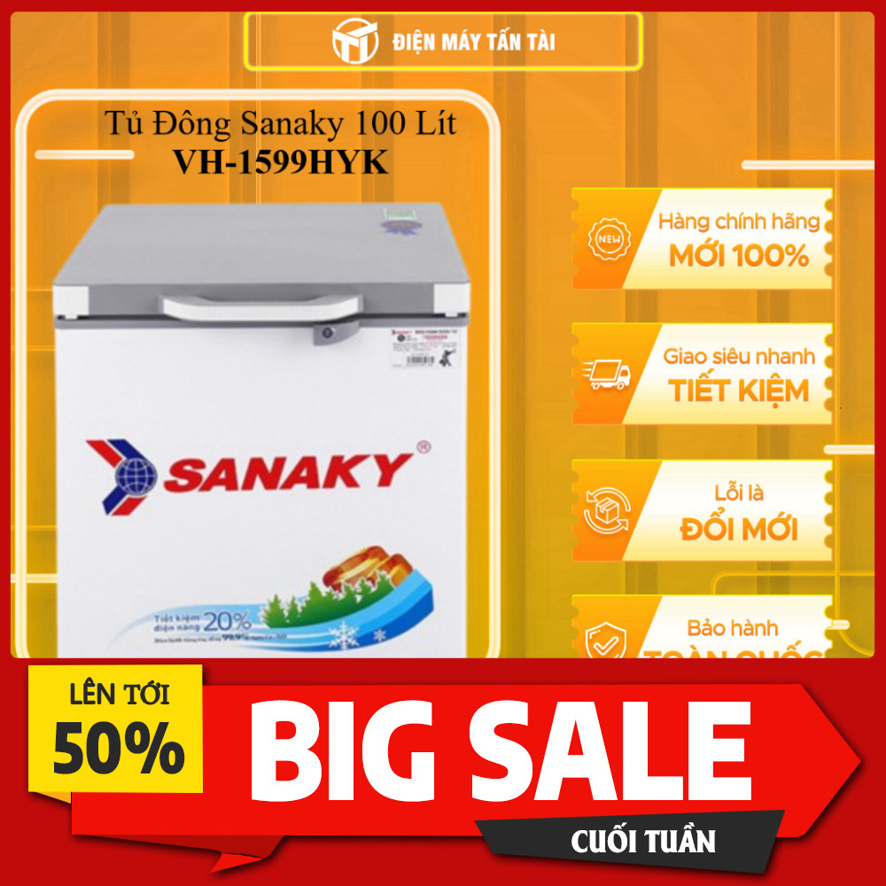 IB ĐẶT HÀNG  Tủ đông Sanaky VH-1599HY VH-1599HYK VH-1599HYKD 100 lít 1 ngăn đông làm lạnh nhanh thiế