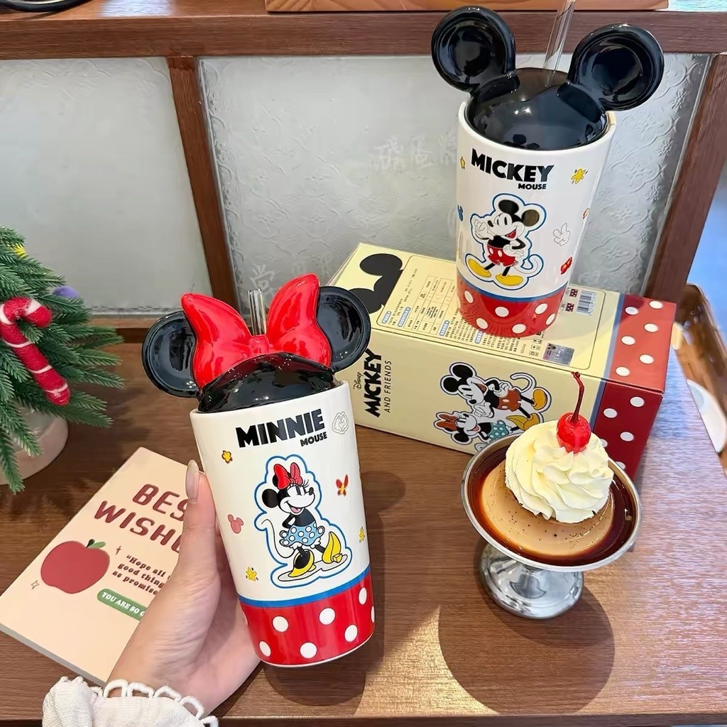 Ly sứ , cốc sứ , ly sứ tay cầm decor DISNEY Ly Nắp Tai Mickey , Minnie , Ly quà tặng Decor siêu thuô