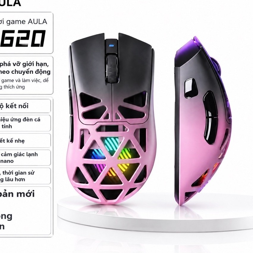 [Hoả Tốc] Chuột Gaming Không Dây SC620 RGB Tri-Mode | Bluetooth + 2.4G + Type-C | Siêu Nhẹ Lightweight | Gaming FPS