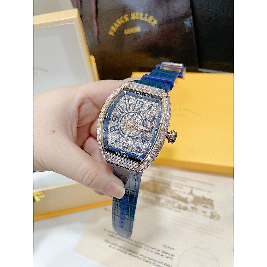 Đồng Hồ nam Franck Muller Yachting v45 44mm máy Cơ Automatic - full đá CZ baguette
