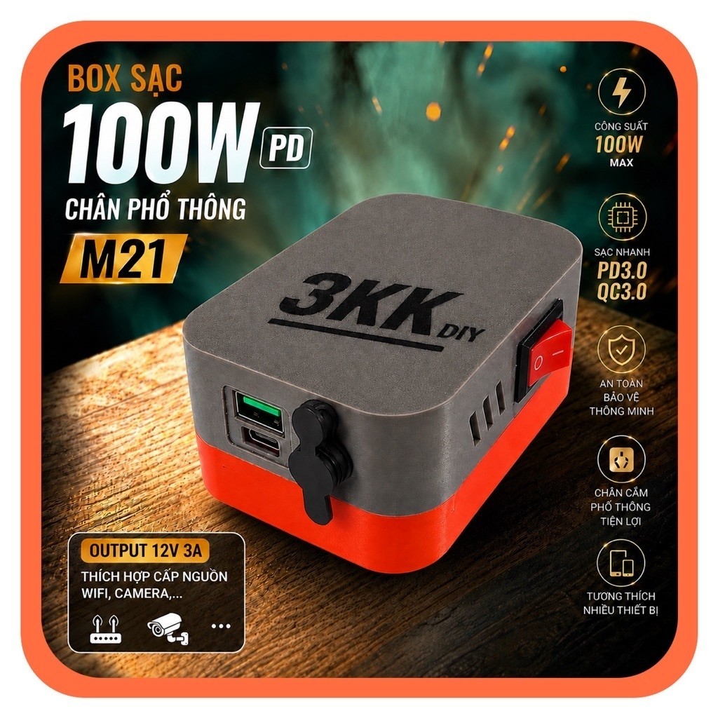 Bộ Sạc Nhanh Sw3518 QC4.0 QC3.0 USB Type-C PD100w Gắn Cho Chân Pin M21 Phổ Thông Hỗ Trợ Sạc Nhanh,Ou