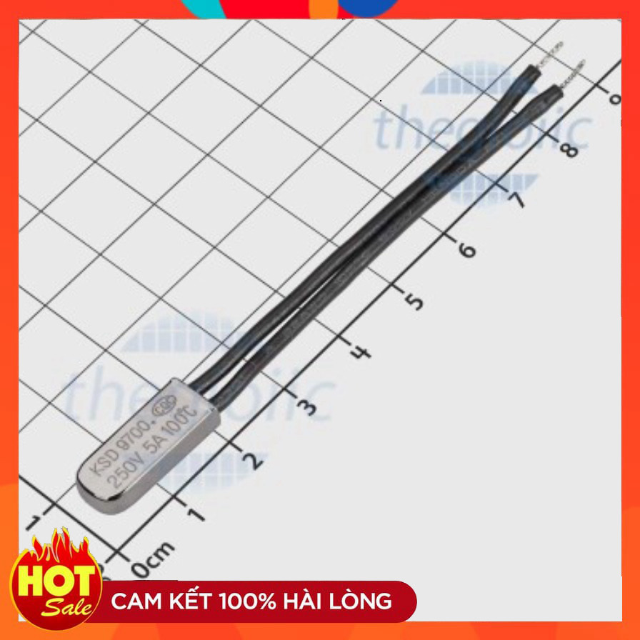 [3 Cái]- KSD9700-100NC Cầu Chì Nhiệt, Rơ Le Nhiệt 250VAC 5A 100 Độ C Thường Đóng NC ChipViet Store