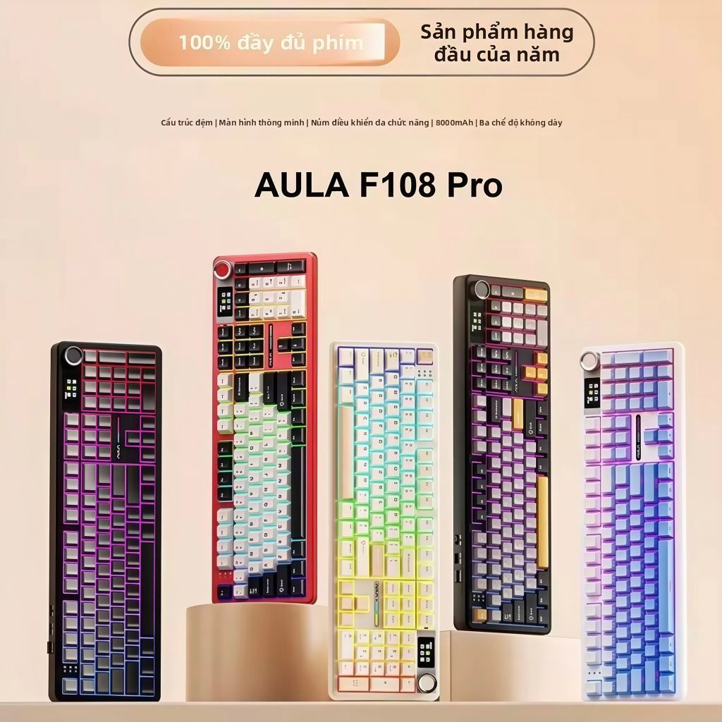 Bàn phím cơ không dây Aula F108Pro, F99, F99Pro, F98Pro V3