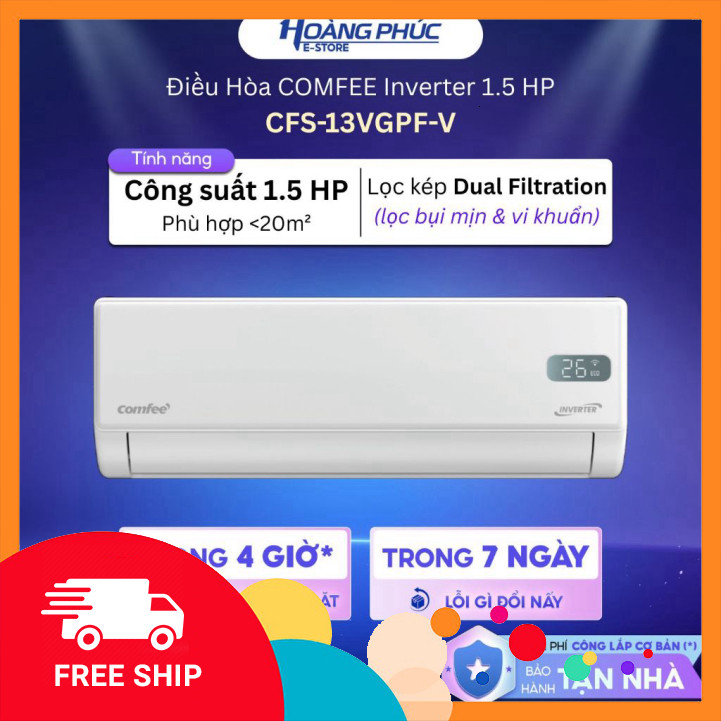 Miễn phí lắp đặt CFS-13VCB1F-V | CFS-13VGPF-V - Máy lạnh Comfee Inverter 1.5 HP {Toàn Quốc} )