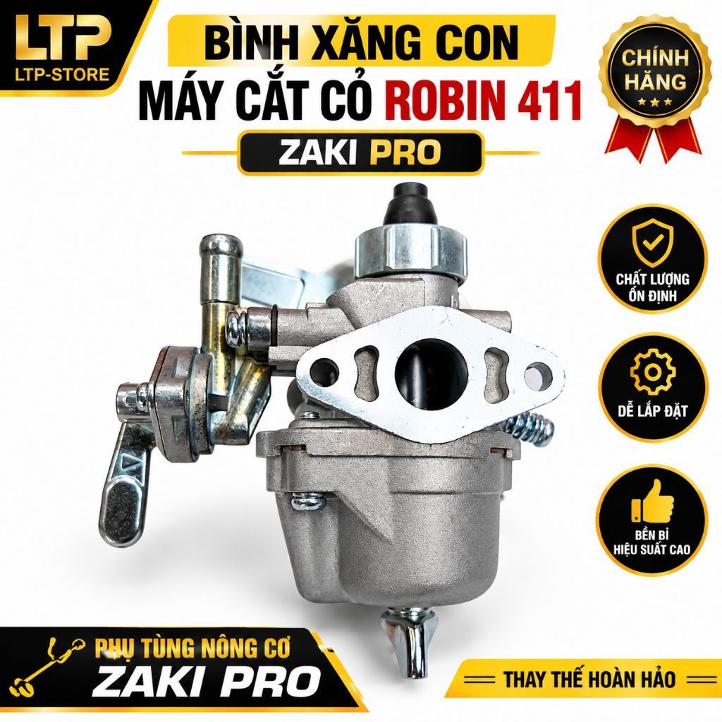 Bình Xăng Con ZAKI PRO Máy Cắt Cỏ ROBIN 411 | Chế Hòa Khí ROBIN 411Bình Xăng Con Thay Thế Chính Hãng