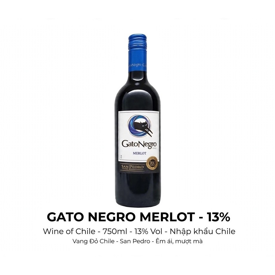 [CABERNET SAUVIGNON 13%] Vang Đỏ Chile Gato Negro Cabernet Sauvignon San Pedro 750ml - Wine of Chile