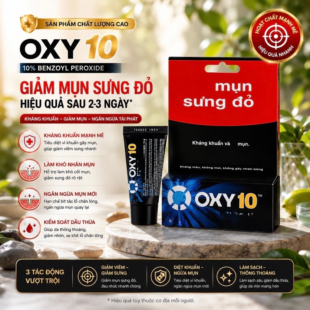 [Chính Hãng] Kem Oxy 10% bôi mụn bọc, mụn sưng đỏ