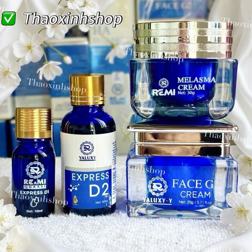 Remi bộ dưỡng trắng cao cấp 4 món gồm : detox1 - detox2 - kem melasma - kem face reami yaluxy