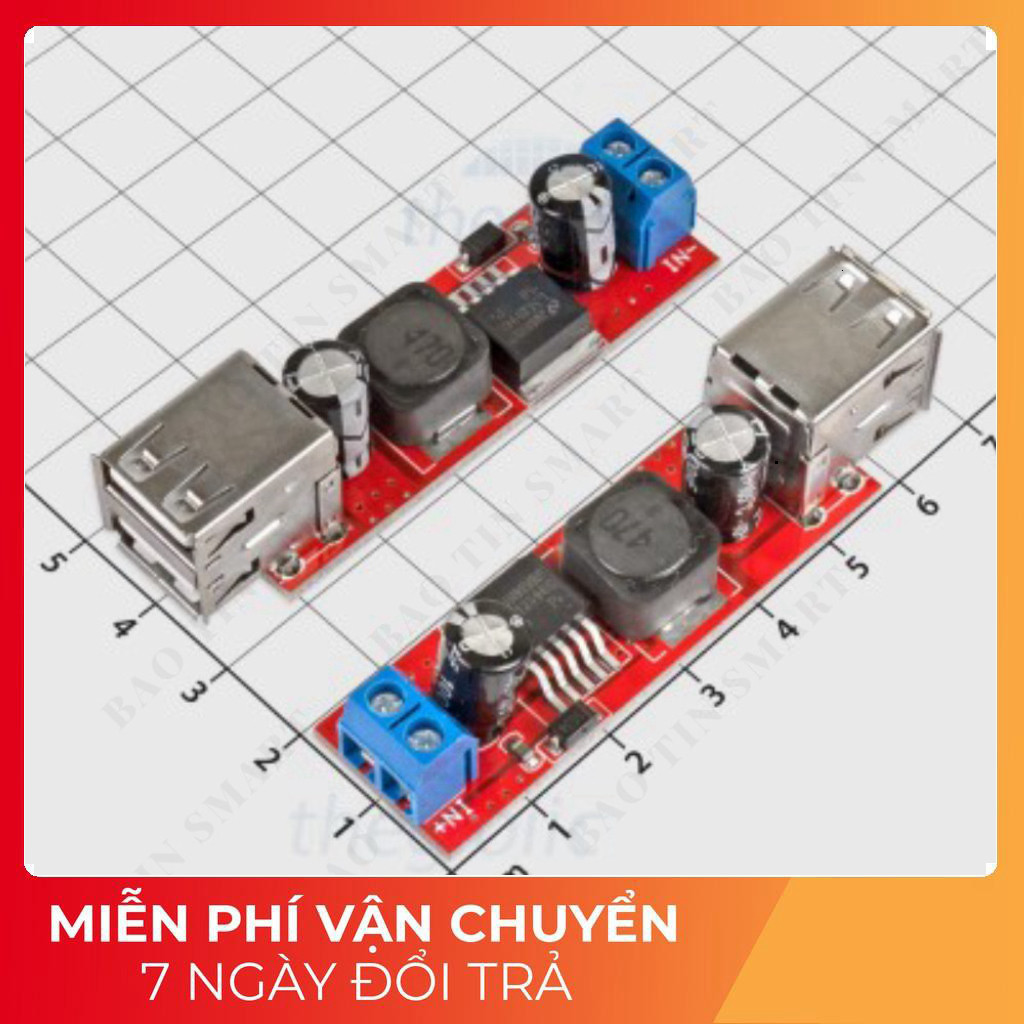 LM2596S Mạch Ổn Áp 5V 3A Ra Dual USB Type A Tech Linh Kiện Tech Linh Kiện