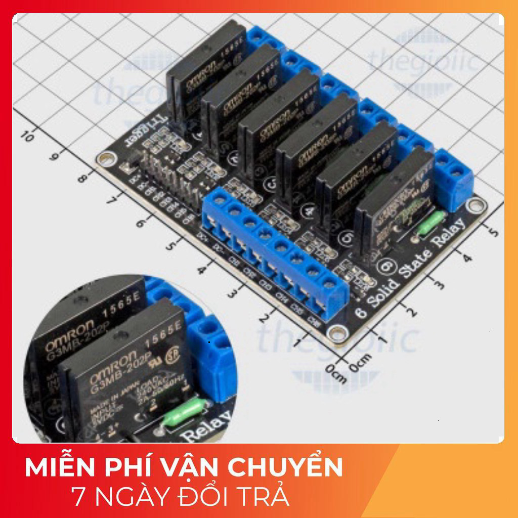 Module 6 Relay SSR G3MB-202P 5V Kích Mức Cao Tech Linh Kiện Tech Linh Kiện