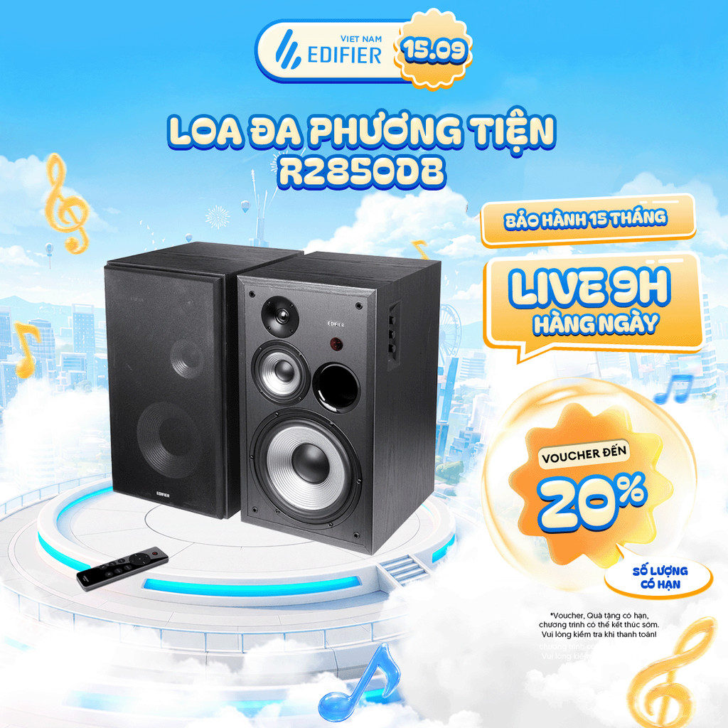 Loa BookShelf Đa Phương Tiện EDIFIER R2850DB - Công Suất Cực Đại 150W - Xử Lý Âm Thanh Chuyên Nghiệp