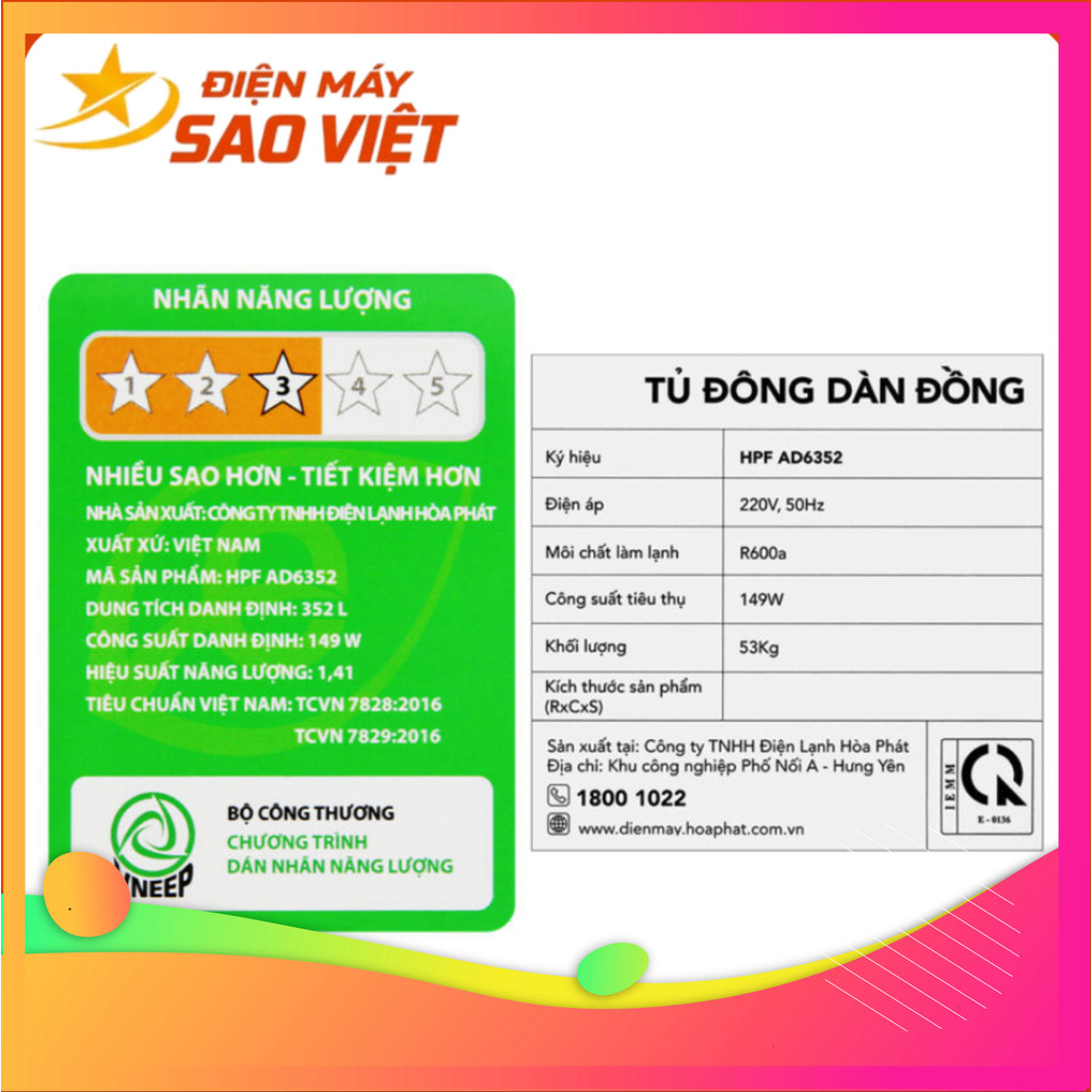 (( Tủ Đông Hòa Phát 352 Lít HPF AD6352 Dàn Đống Bảo Hành 24 Tháng Toàn Quốc Tại Nhà )