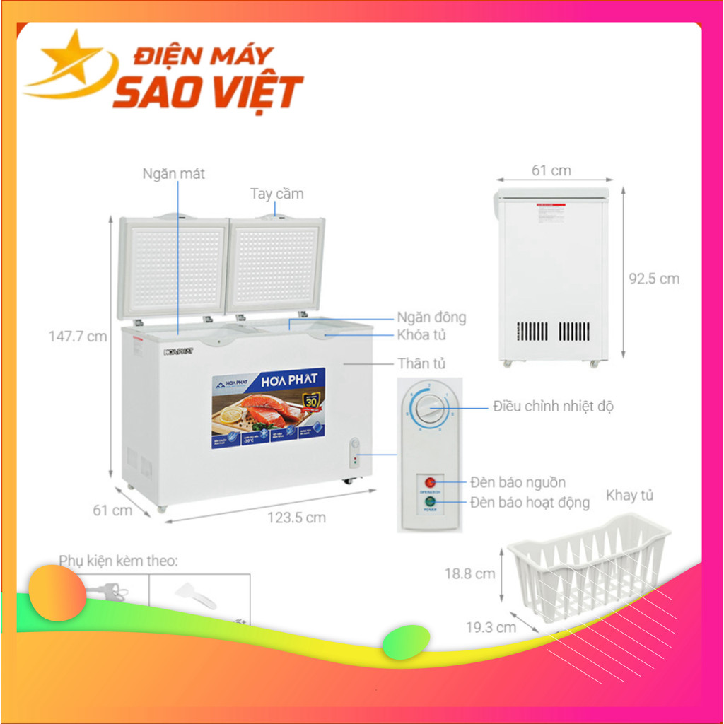 (( Tủ đông Hòa Phát Inverter HPF BD8245 245 lít Tiết Kiệm Điện Bảo hành 24 tháng tại nhà )