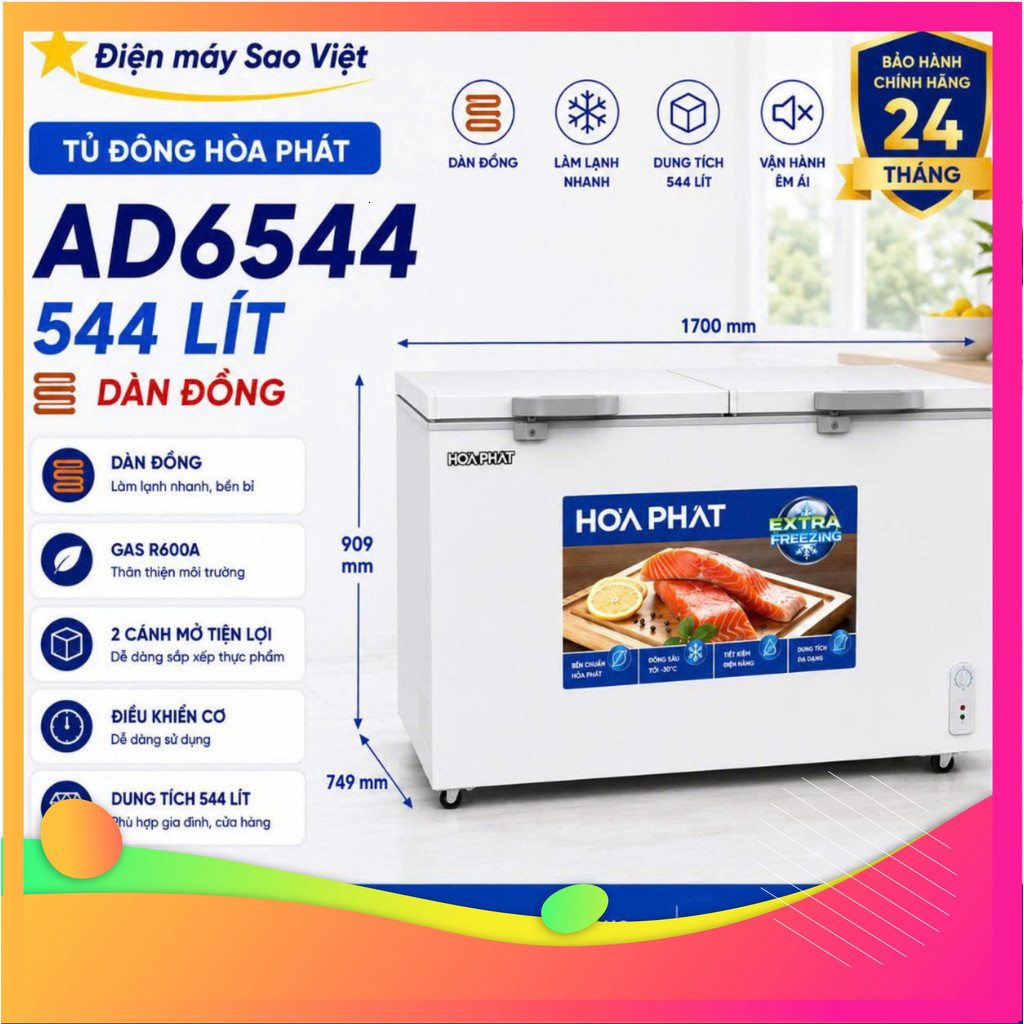 [ chính hãng ] Tủ Đông Hòa Phát Dung Tích Lớn HPF AD6544 544 lít Bảo hành 24 tháng tại nhà ]