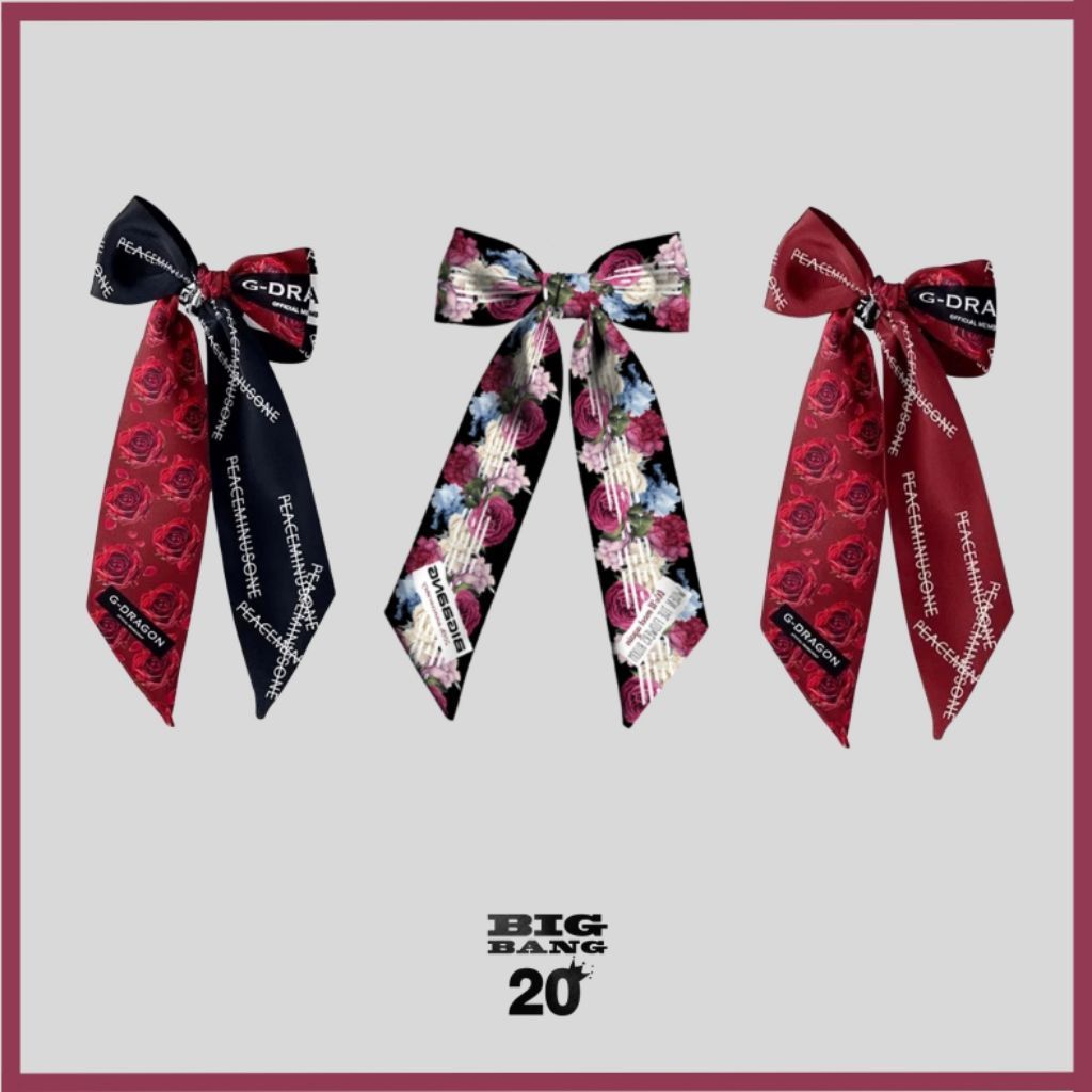[MỚI] Khăn Twilly GD RED ROSE, Khăn G-DRAGON - Khăn phụ kiện concert, khăn đa năng, trang trí túi xá