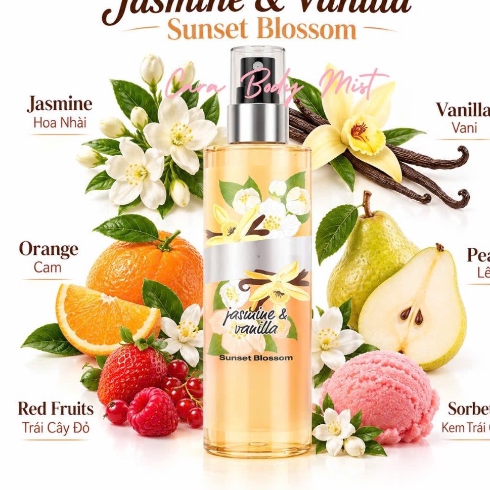 JASMINE & VANILLA _ Xịt Thơm Toàn Thân Body Mist
