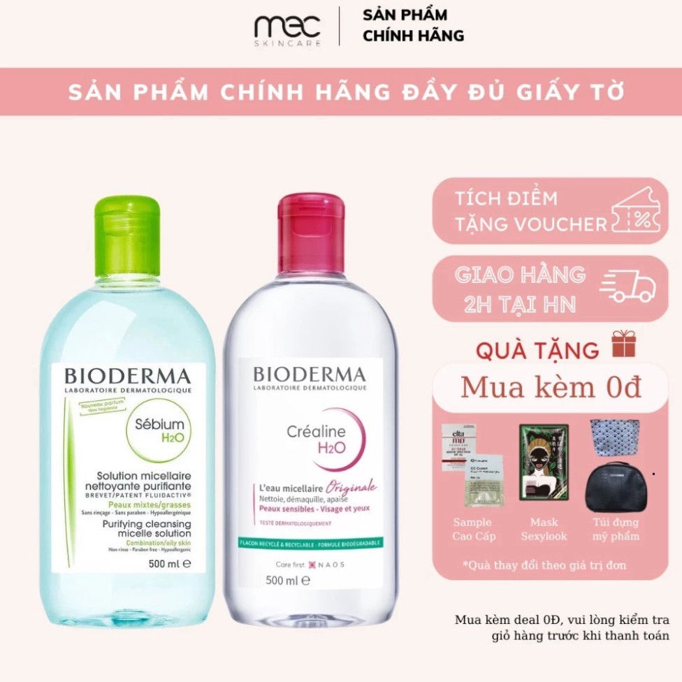 [ TEM PHỤ CTY ] Nước Tẩy Trang Biodermal 500ml Của Pháp Chính Hãng Tẩy Trang Cho Da Dầu Mụn Và Da Nhạy Cảm Da Thư