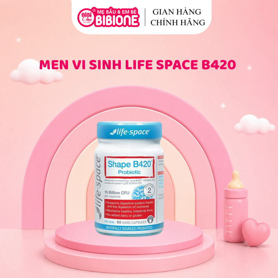 [Kèm Quà] Men vi sinh Life Space Shape B420 Probiotic 60 viên hỗ trợ giảm cân, giảm táo bón - BibiOn