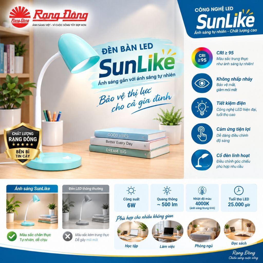 Đèn bàn RD-RL-38 6W chống cận Rạng Đông.