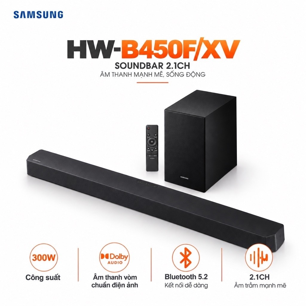 Bộ Loa Thanh Samsung HW-B450F 300W Âm Thanh Sống Động