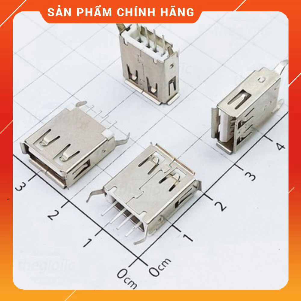 [20 Cái]- AF180 Cổng USB Cái 2.0 Type A 4 Chân Thẳng Xuyên Lỗ Việt Tech Components