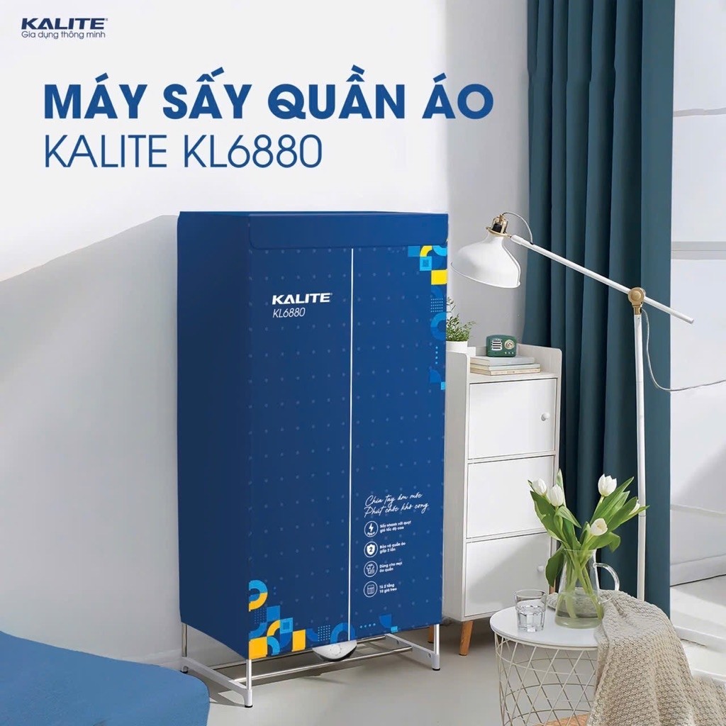 Tủ Sấy Quần Áo Kalite KL6880 – 2 Buồng, 10–15kg, Công Suất 900W, Gấp Gọn