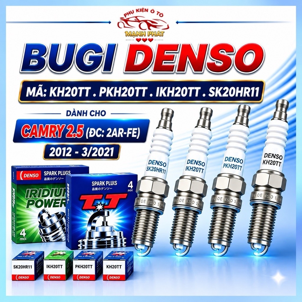 Bộ 4 Bugi Toyota Camry 2.5 Đời 2012 - 3/2021 Máy 2AR-FE Mã VFKBH20 IKH20TT SK20HR11 PKH20TT KH20TT