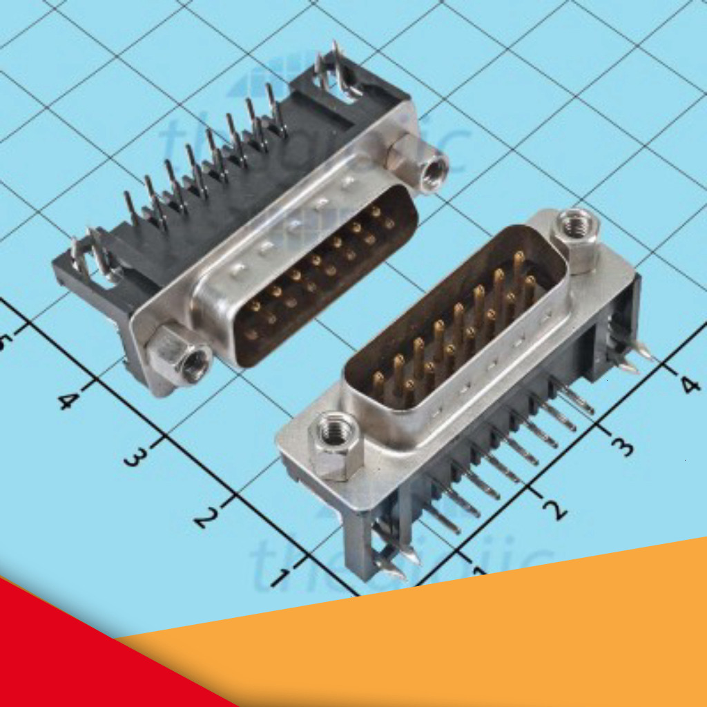 [3 Cái]- Cổng DB15 Đực 15 Chân Cong 90 Độ 2 Hàng Hàn PCB GearHub