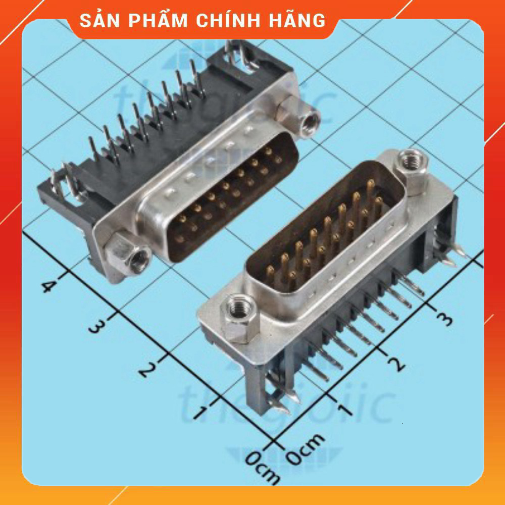 [3 Cái]- Cổng DB15 Đực 15 Chân Cong 90 Độ 2 Hàng Hàn PCB Việt Tech Components