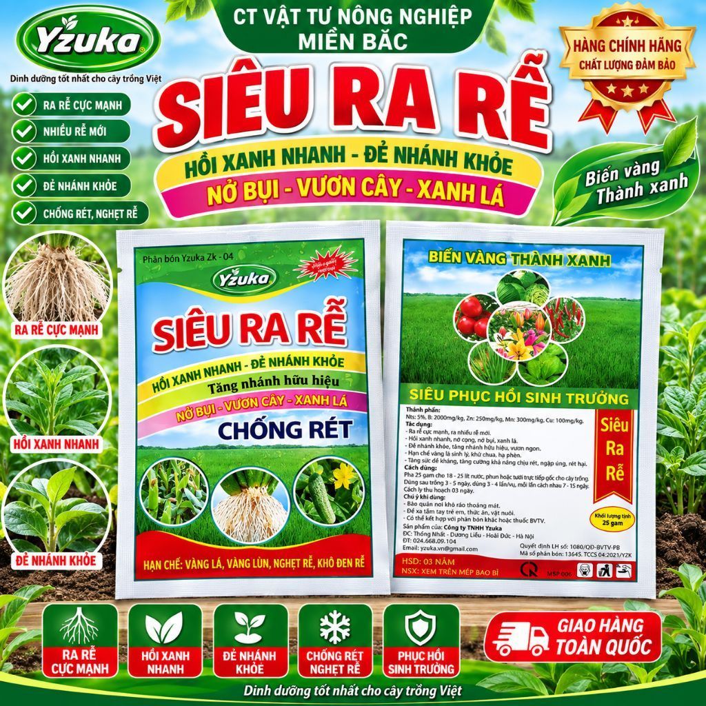 🌱combo10 gói. SIÊU RA RỄ YZUKA – RA RỄ CỰC MẠNH Hồi xanh nhanh • Để nhánh khỏe • Chống rét nghẹt rễ 