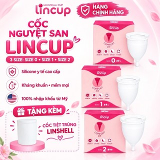 Cốc nguyệt san Lincup chính hãng Lingroup từ Mỹ tặng quà túi vải hấp dẫn