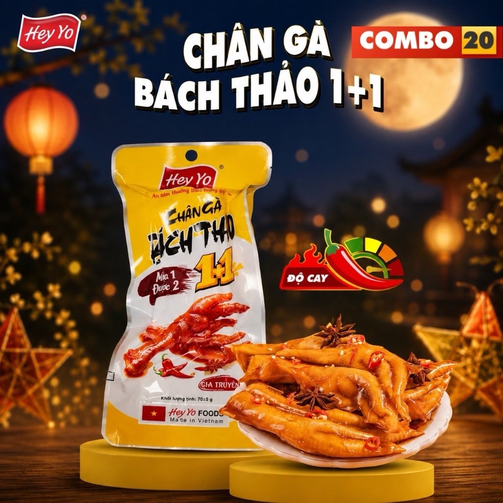 Combo 20 chân gà Bách Thảo  (20 gói 70g-2chân) chân gà cay hút chân không xuất sứ Việt Nam