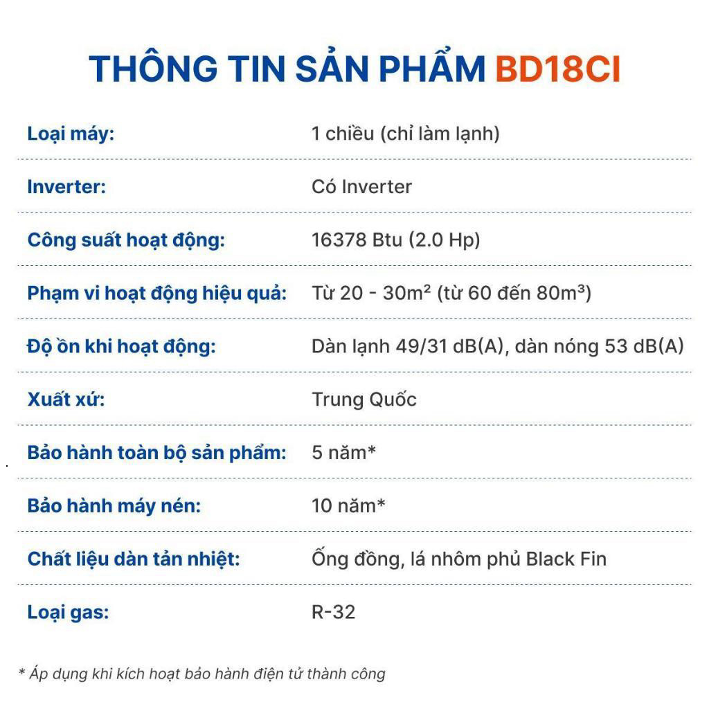 [Lắp Đặt HCM_HN 0Đ] Máy lạnh/ Điều Hòa Gree Inverter 2HP BD18CI (Black Diamond) | Bảo Hành Chính Hãn