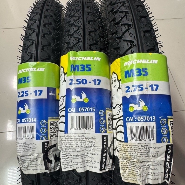 vỏ lốp xe máy michelin m35 2.25 /.50-17 nhập khẩu Thái Lan gai mãn cầu giúp bám đường tốt