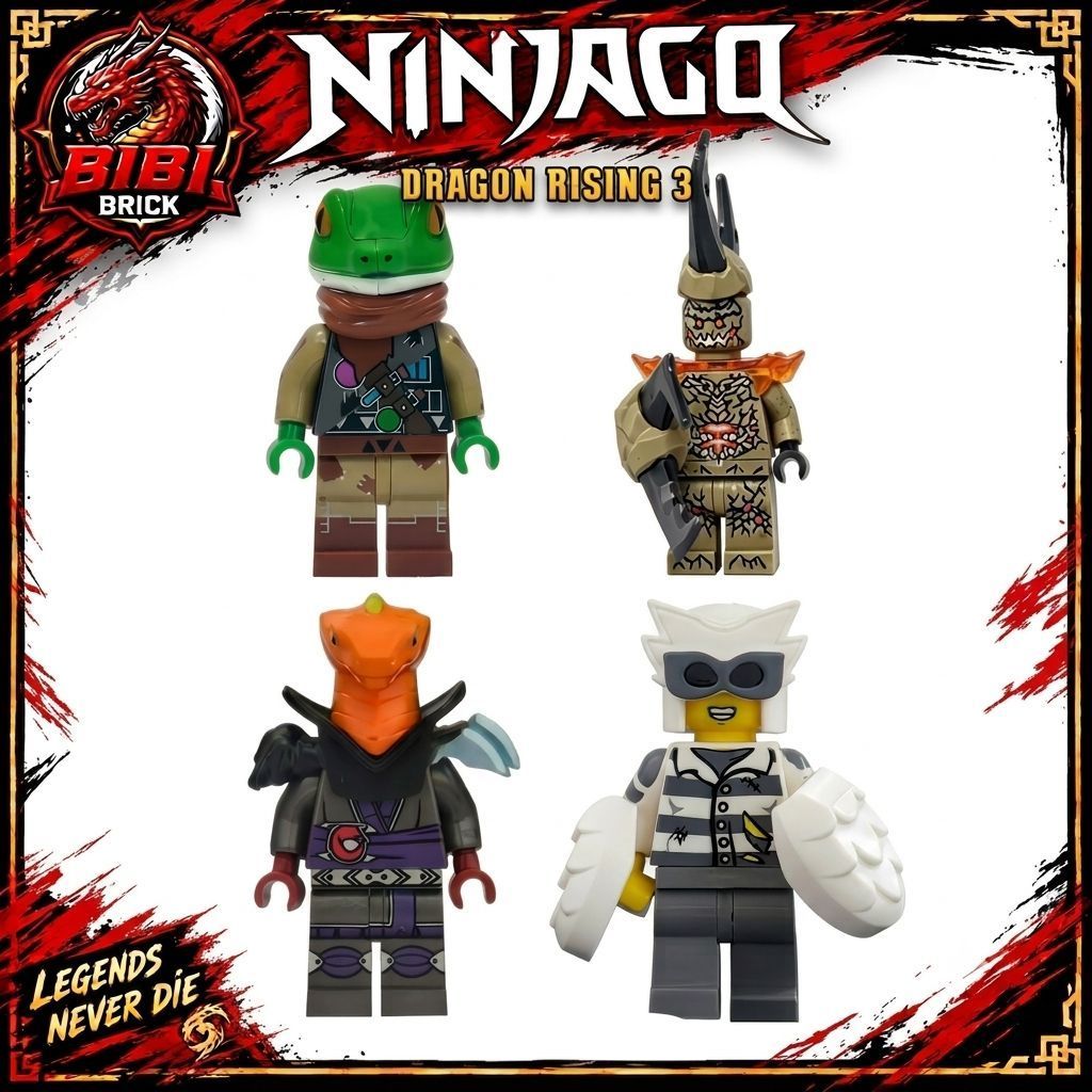 Tổng Hợp Nhân Vật Mô Hình Lắp Ghép Ninjago Minifigures Dragon Rising alfonzo,Frak,Fuji Dove