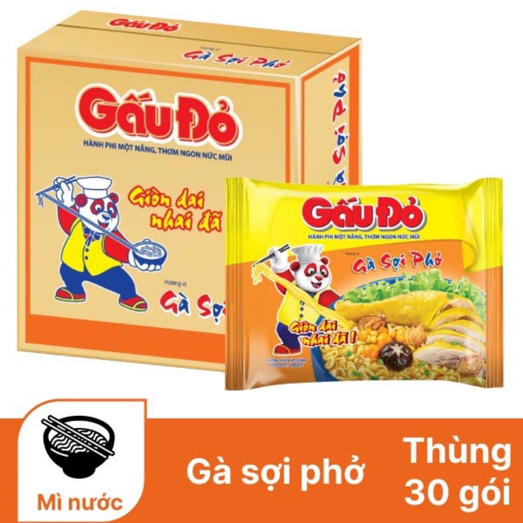 Thùng 30 Gói Mì Gấu Đỏ Gà Sợi Phở